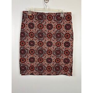 LOFT Petite Pencil Skirt Gray Floral Print Size 12P Stretch Tapestry Career